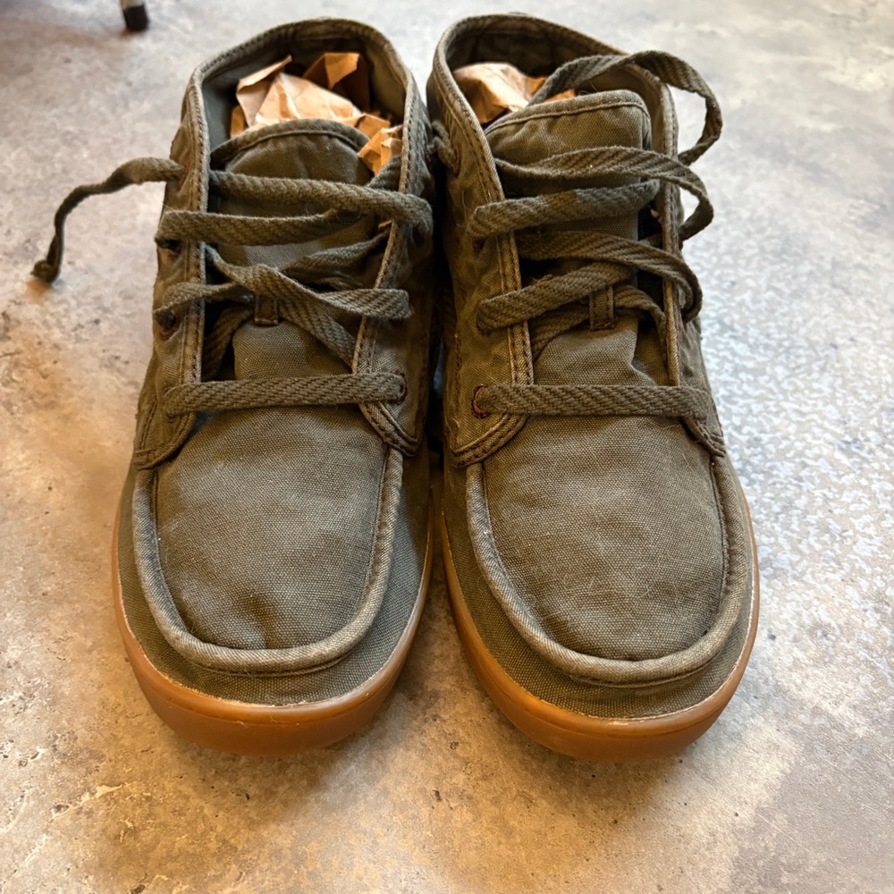 Sanuk Vee K Shawn High Top Olive Wash Canvas Sneakers 8.5 Womens - Picture 12 of 15